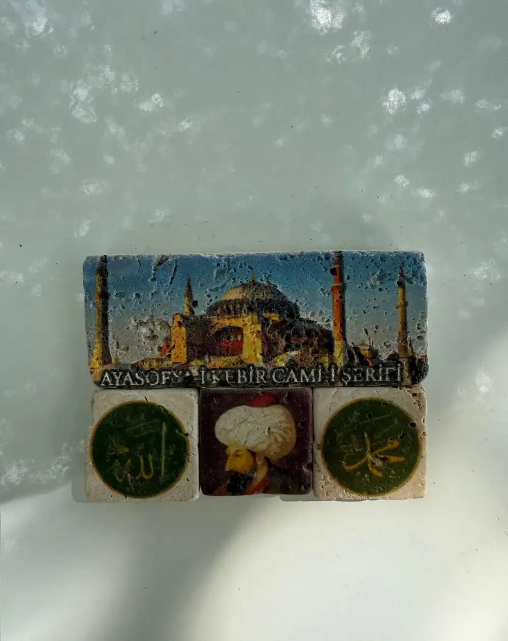 Istanbul Stone Magnets: Hagia Sophia with calligraphy roundels.