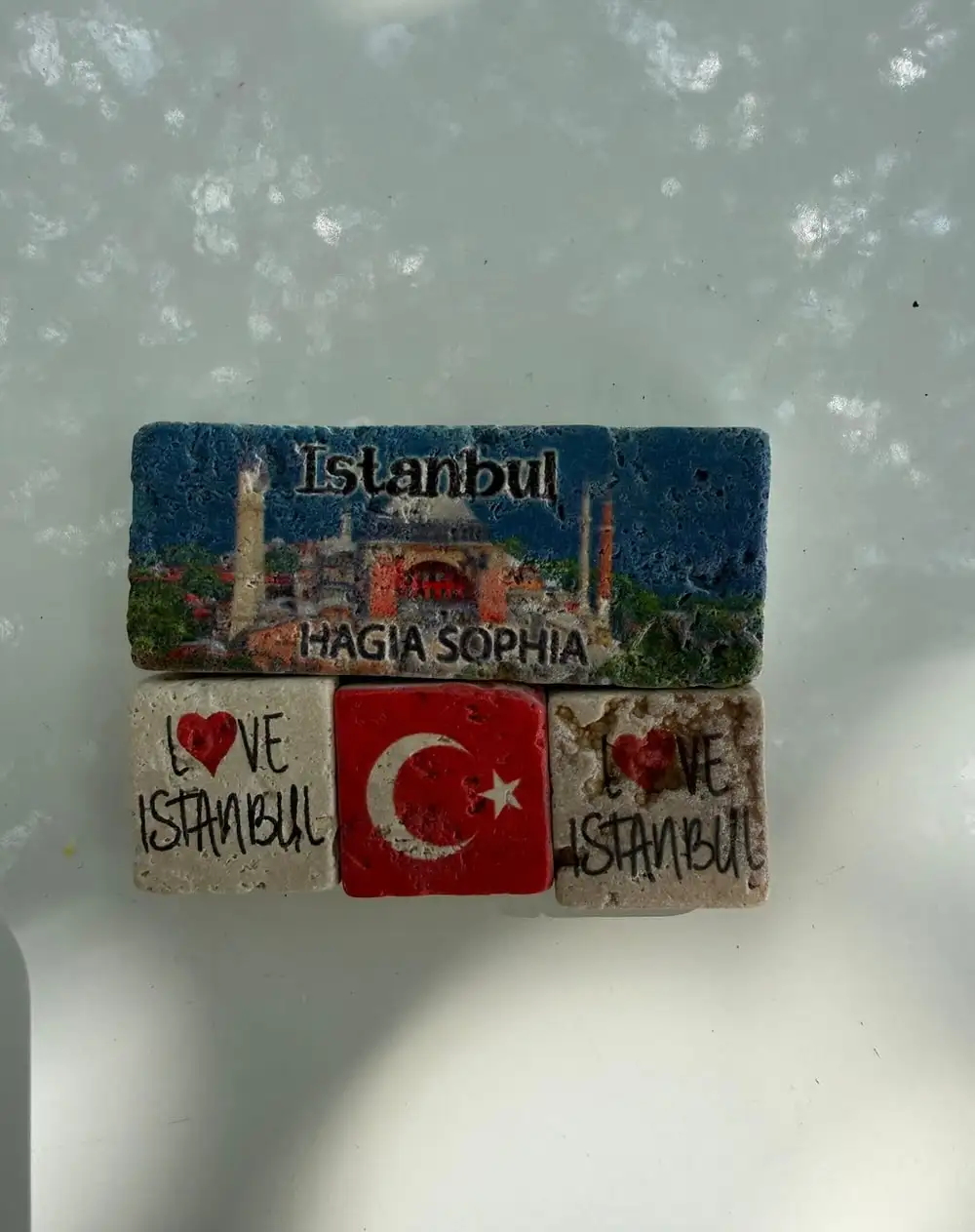 Istanbul Stone Magnets: Hagia Sophia, a flag and “Love İstanbul”.